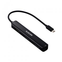 ELECOM DST-C30BK Type-C ドッキングステーション/充電専用USB-C×1/USB-C×1/USB-A×2/HDMI×1/LANポート付/ブラック