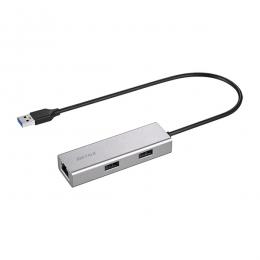 BUFFALO LUD-U3-AU101SV Giga対応 USB-A LANアダプター ハブ付 シルバー