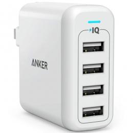 ANKER  A2142122 Anker PowerPort 4 (40W 4ポート USB急速充電器) 【急速充電/iPhone&Android対応/折畳式プラグ搭載】 (ホワイト)