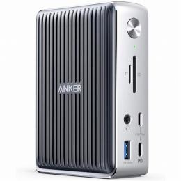 ANKER  A8396541 Anker PowerExpand Elite 13-in-1 Thunderbolt 3 Dock ドッキングステーション 85W出力 USB Power Delivery 対応 USB-Cデータ & 充電ポート USB-Aポート 4K対応 (シルバー)