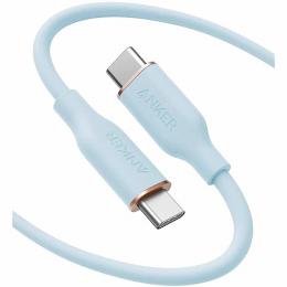 ANKER  A8553031 Anker PowerLine III Flow USB-C & USB-C ケーブル Anker絡まないケーブル PD対応 シリコン素材採用100W Galaxy iPad Pro MacBookPro/Air 各種対応 (1.8m アイスブルー)