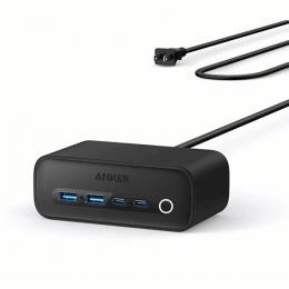 ANKER  A91C0511 Anker 525 Charging Station (USBタップ 電源タップ AC差込口 3口 USB-C 2ポート USB-A 2ポート 延長コード 1.5m) 【PSE技術基準適合/USB Power Delivery対応】 (ブラック)