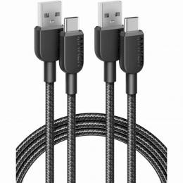 ANKER  B81G6011 Anker 310 高耐久ナイロン USB-A to USB-C Cable (6ft Braided) - 2pack (ブラック)