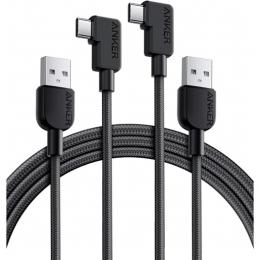 ANKER  B81J6011 Anker USB-C ＆ USB-A ケーブル (L字、高耐久ナイロン) 1.8m 2本セット ブラック