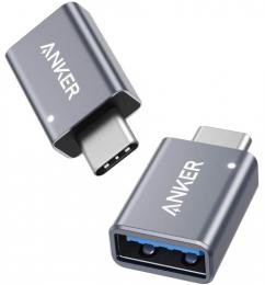 ANKER  B87310A1 Anker USB-C & USB-A 変換アダプタ (USB3.0対応) 2個セット Type-C USB-A 最大5Gbps MacBook Pro/MacBook Air/iPad Pro その他 USB-C端末用 (グレー)