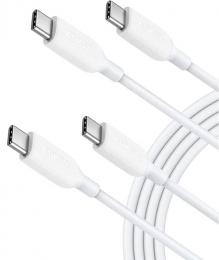 ANKER  B8856021 2-pack Anker PowerLine III USB-C to USB-C 100W 2.0 Cable 6ft (ホワイト)