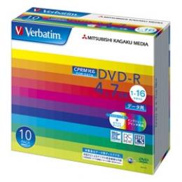 Verbatim DHR47JDP10V1 DVD-R 4.7GB PCデータ用 CPRM 16倍速対応 10枚スリムケース入り ワイド印刷可能