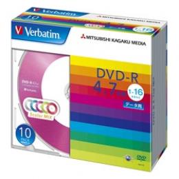 Verbatim DHR47JM10V1 DVD-R 4.7GB PCデータ用 16倍速対応 10枚スリムケース入り カラーミックス