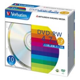 Verbatim DHW47N10V1 DVD-RW 4.7GB PCデータ用 2倍速対応 10枚スリムケース入り シルバーディスク