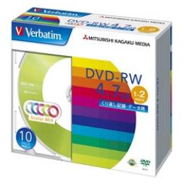 Verbatim DHW47NM10V1 DVD-RW 4.7GB PCデータ用 2倍速対応 10枚スリムケース入り カラーミックス