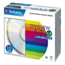 Verbatim DHW47Y10V1 DVD-RW 4.7GB PCデータ用 4倍速対応 10枚スリムケース入り シルバーディスク