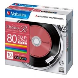 Verbatim MUR80PHS10V1 CD-R(Audio) 80分 5mmケース10枚パック カラーミックス(5色) Phono-Rシリーズ