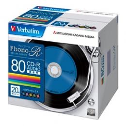 Verbatim MUR80PHS20V1 CD-R(Audio) 80分 5mmケース20枚パック カラーミックス(5色) Phono-Rシリーズ