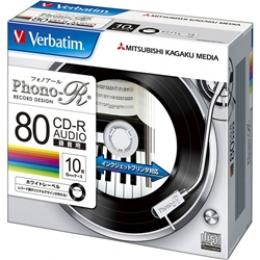 Verbatim MUR80PHW10V1 CD-R(Audio) 80分 1枚5mmケース(透明) 10P(ホワイト)