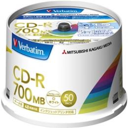 Verbatim SR80FP50V2 CD-R 700MB PCデータ用 48倍速対応 50枚スピンドルケース 印刷可能ホワイトレーベル