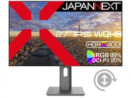 【法人様宛限定】JAPANNEXT JN-IPS27WQHD-C65W-HSP 液晶ディスプレイ 27型/2560×1440/DP、HDMI、USB-C×1/ブラック/スピーカー有/1年保証