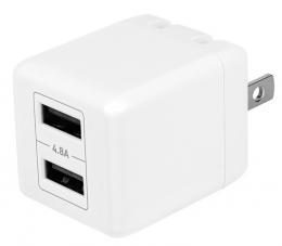 オウルテック OWL-AC24WA2-RWH AC充電器/USB充電器/最大24W/最大4.8A/2ポート/コンパクト/Type-Aポート/PSE適合/スマートフォン、タブレットPC、モバイルバッテリー等/ホワイト