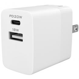 オウルテック OWL-APD20C1A1-WH AC充電器/USB充電器/PD/PD20W/2ポート/スマホ充電/PD対応iPad、iPhone、iPod、スマートフォン、タブレットPC、Wi-Fiルーター、加熱式たばこ等/ホワイト