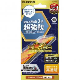 ELECOM PM-A24BFLGH iPhone 16 Plus/iPhone 15 Plus用ガラスフィルム/超強靭/高透明