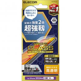 ELECOM PM-A24CFLGH iPhone 16 Pro用ガラスフィルム/超強靭/高透明