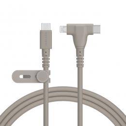 オウルテック MOT-2IN1G200-GY MOTTERU 2in1 USB-C to Lightning & USB-C シリコンケーブル（MOT-2IN1G） 2m ラテグレージュ