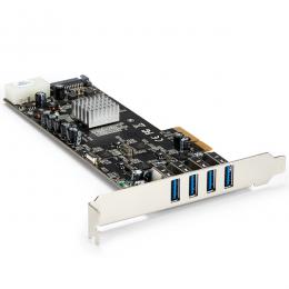 StarTech.com PEXUSB3S44V SuperSpeed USB 3.0 4ポート増設PCI Express/ PCIe x4 インターフェースカード 4個の専用5Gbpsチャネル UASP対応 SATA(15ピン) / ペリフェラル(4ピン) 電源端子付き