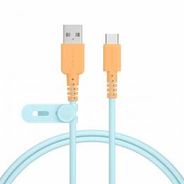 オウルテック MOT-BCECAC100-OS MOTTERU　バイカラーケーブル USB-A to USB-C iPhone15以降 Android各種対応 しなやかで絡まない データ転送 1m 全3色 ケーブルバンド付属 2年保証　オレンジソーダ