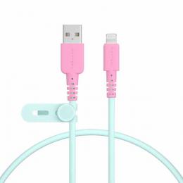 オウルテック MOT-BCECAL50-MF MOTTERU　バイカラーケーブル USB-A to Lightning しなやかで絡まない 急速充電  データ転送  Apple MFi認証品 0.5m ケーブルバンド付属 2年保証　ミントフラミンゴ