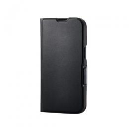 ELECOM PM-A25SPLFUBK iPhone 16e/レザーケース/手帳型/UltraSlim/薄型/磁石付き/ブラック