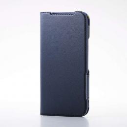ELECOM PM-P251PLFUJNV Google Pixel 9a/レザーケース/手帳型/UltraSlim/Flowers/薄型/超軽量/磁石付き/ネイビー