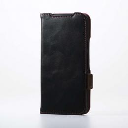 ELECOM PM-P251PLFYBK Google Pixel 9a/レザーケース/手帳型/ステッチ/耐衝撃/磁石付き/ブラック