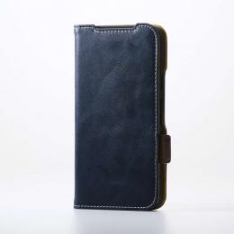 ELECOM PM-P251PLFYNV Google Pixel 9a/レザーケース/手帳型/ステッチ/耐衝撃/磁石付き/ネイビー