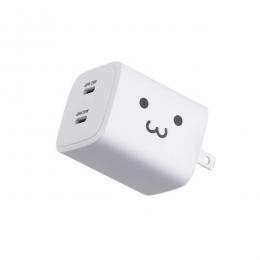 ELECOM MPA-AC10945WF AC充電器/スマホ・タブレット用/USB PD/45W/USB-C×2/スイングプラグ/しろちゃん