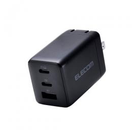 ELECOM MPA-AC10367BK ノートPC用ACアダプター/USB充電器/USB PD/67W/USB-C×2/USB-A×1/スイングプラグ/ブラック