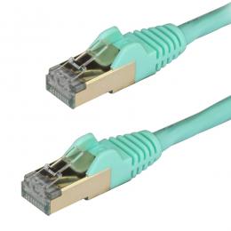 StarTech.com 6ASPAT1MAQ カテゴリ6A対応LANケーブル(1m/アクア)Cat6ASTP(シールドツイストペア)ケーブルツメ折れ防止カバー付き