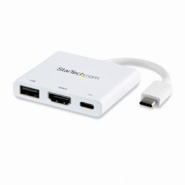StarTech.com CDP2HDUACPW USBType-C接続HDMIディスプレイ変換アダプタホワイト4K/30HzThunderbolt3互換60WUSBPowerDelivery