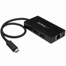 StarTech.com HB30C3A1GE USBType-C接続3ポートUSB3.0ハブ/1ポートギガビット有線LANアダプタ(ACアダプタ付属)USB-C-3xUSB-A/1xRJ45GbE
