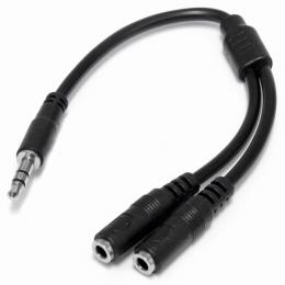 StarTech.com MUY1MFFS スリムステレオミニ端子オーディオスプリッター分配ケーブル3.5mm3極ステレオミニプラグ(オス)-2x3.5mm3極ステレオミニジャック(メス)ブラック