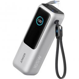 【法人様宛限定】ANKER  A1695N41 Anker Power Bank (25000mAh Built-In & 巻取り式USB-Cケーブル) シルバー