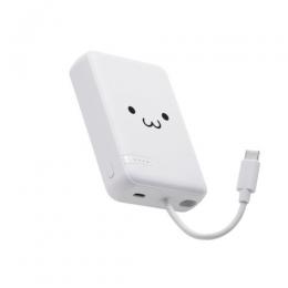 ELECOM DE-C63-10000WF モバイルバッテリー/リチウムイオン電池/10000mAh/USB PD/20W/USB-C/USB-Cケーブル一体/しろちゃん