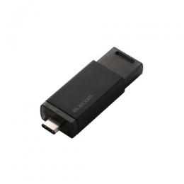 ELECOM ESD-ESK1000GBK 外付けSSD/USB10Gbps対応/ノック式/自動シャッター/コネクタ保護/Type-C/1TB/ブラック