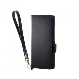ELECOM PM-O251PLFY4BK OPPO Reno 13A/ソフトレザーケース/磁石付/耐衝撃ハンドストラップ付/ブラック