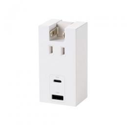 ELECOM T-U06-1ACWH USBタップ/USB-C×1/USB-A×1/AC×1/15W/直挿し/180度スイング/ホワイト