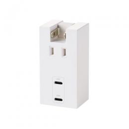 ELECOM T-U06-1C2WH USBタップ/USB-C×2/AC×1/20W/直挿し/180度スイング/ホワイト