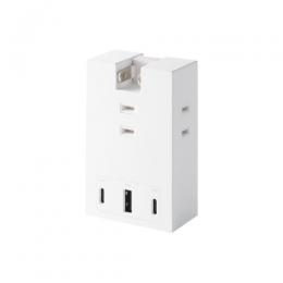ELECOM T-U07-3AC2WH USBタップ/USB-C×2/USB-A×1/AC×3/20W/直挿し/180度スイング/Support Ber/ホワイト