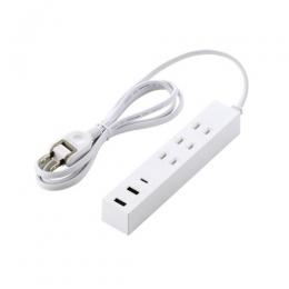 ELECOM T-U08-3A2C15WH USBタップ/USB-C×1/USB-A×2/AC×3/15W/1.5m/ホワイト
