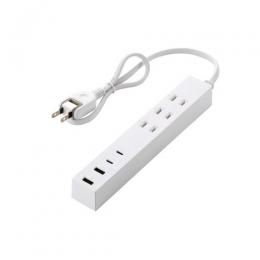 ELECOM T-U08-3A2C205WH USBタップ/USB-C×2/USB-A×2/AC×3/27W/0.5m/ホワイト