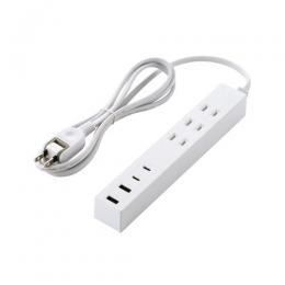ELECOM T-U08-3A2C215WH USBタップ/USB-C×2/USB-A×2/AC×3/27W/1.5m/ホワイト