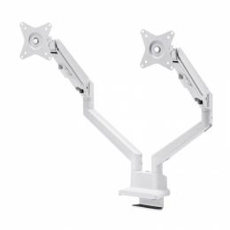 サンワサプライ CR-LAC2403W モニターアーム（デュアル・ガススプリング式・薄型ショートクランプ・ホワイト）