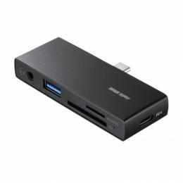 サンワサプライ ADR-5TCSDP3BK USB 5Gbps Type-C カードリーダー（USB2ポート搭載）
